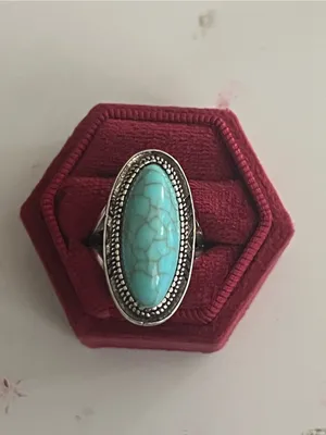 Vintage Bohemian Design Faux Turquoise Statement Ring Size 7 NWT thumbnail 2