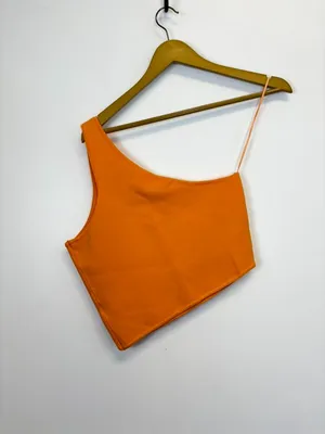 NWT House of Harlow Orange One Shoulder Crop Top thumbnail 7