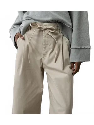AE Stretch Paperbag Wide-Leg Crop Pant American Eagle Latte Beige NWT 6R thumbnail 3