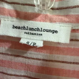 beachlunchlounge Pink and White Striped Button-Down Shirt Linen Blend thumbnail 4