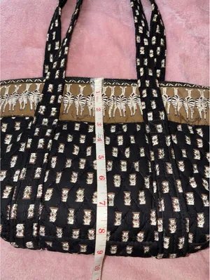 Vintage 2001 Vera Bradley Zebras Tote | Black & Tan Animal Print Retired Pattern thumbnail 6
