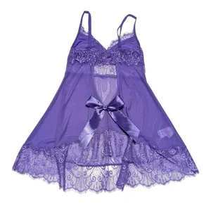Shirley Of Hollywood Lace Emmy Babydoll Slip Chemise Lingerie Lilac Purple Sexy thumbnail 2