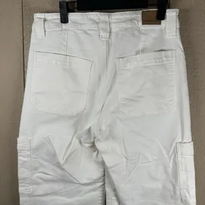 American Eagle Super High Rise Baggy Wide Leg Jeans Womens 8 White Cargo Stretch thumbnail 4
