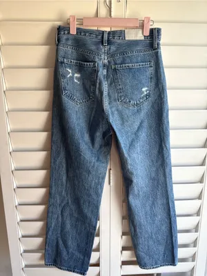 Pistola High-Rise Distressed Straight-Leg Jeans - Blue sz 25 thumbnail 4