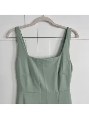 Birdy Grey Alex Crepe Sage Green Square Neck Bridesmaid Maxi Dress Gown Small thumbnail 8