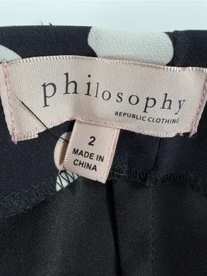 Philosophy Polka Dot Pencil Midi Skirt Black Blush Career Stretch Size 2 thumbnail 3