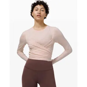 Lululemon Sz 8 Gather and Grow Long Sleeve Crop Top Cotton Stretch Pink #JJJ1-4 thumbnail 8