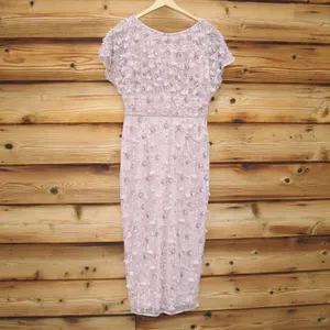 MAC DUGGAL 94117 Pink Cap Sleeve Column Midi Dress With Floral Beading thumbnail 6
