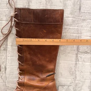 VTG Frye Villager Distressed Brown Leather Lace Up Heeled Boots Victorian Goth 9 thumbnail 7
