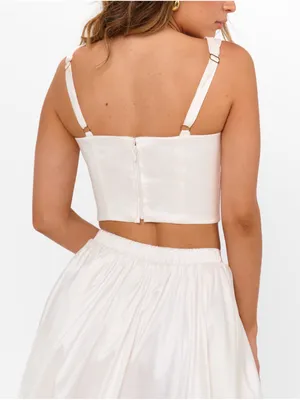 Show Me Your Mumu Vivianna Crop Top Size Small S White Taffeta NWOT corset thumbnail 4