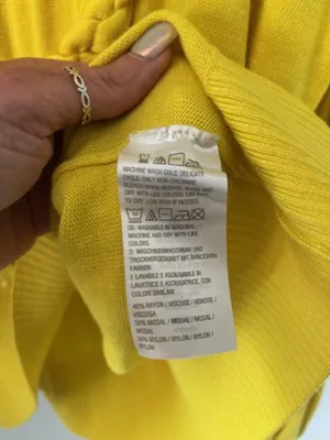 Laurie Felt Women’s L Yellow Braided Knit Sweater Turtleneck Balloon Sleeve thumbnail 9