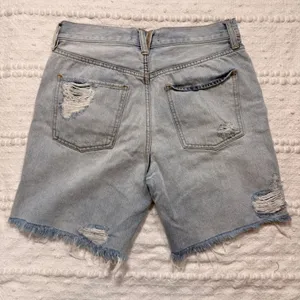 We The Free Free People Distressed Denim Shorts Light Wash Button Fly Size 27 thumbnail 2