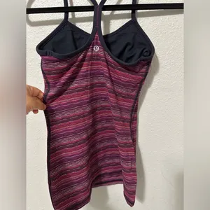 Lululemon Power Y Tank *Luon Light - Frangipani Parfait Pink purple and white thumbnail 2
