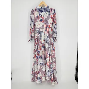 Gregg Draddy Vintage Maxi Dress Patchwork Floral Gingham Red‎ White Blue Small thumbnail 8