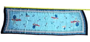 VTG Tilla 100% Silk floral Scarf shawl blue red made in Turkey 58x20 boho luxury thumbnail 1