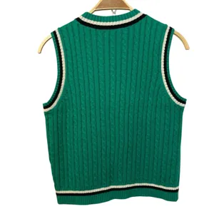 BP Nordstrom Green White Black Cable Knit Sleeveless Sweater Vest Top Large thumbnail 2