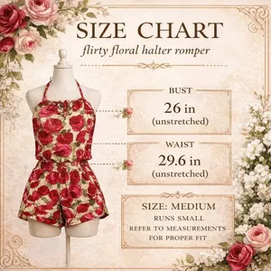 Abercrombie‎ & Fitch Floral Halter Romper Women M Pink Red Rose Pockets thumbnail 11
