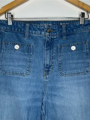 J.Crew 96 Denim High Rise Sailor Wide Leg Trouser Jeans Size 28 Tall thumbnail 7