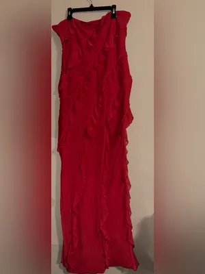 Oh Polly Bandeau Ruffle Detail Maxi Dress in Red nwot thumbnail 3