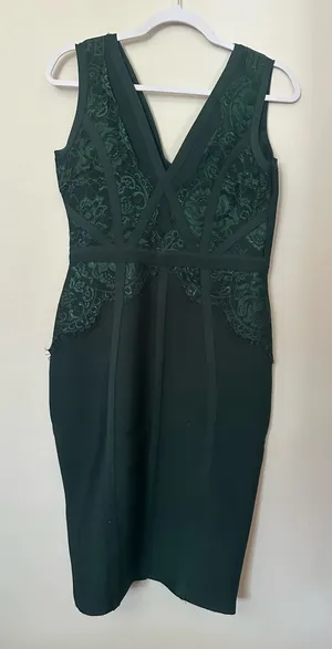 SheIn Emerald green banded dress thumbnail 1