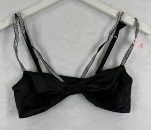Victorias Secret Very Sexy Unlined Shine Strap Bralette Black S 11230619‎ thumbnail 1
