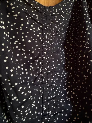 A New Day Black Polka Dot Ruched Balloon Sleeve Crop Blouse Women’s Size XL thumbnail 3