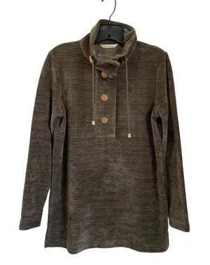 Soft Surroundings St. Germain Crushed Velvet Tunic Sweater Green Sz S Cozy Luxe‎ thumbnail 1