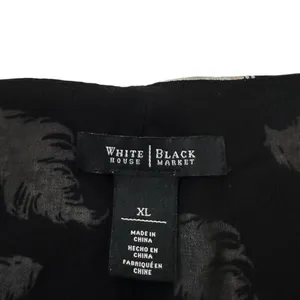 White House Black Market Feather Print Surplice Blouse Black White Sz XL | 0134 thumbnail 3