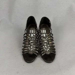 New York Transit Strappy Crystal Heels Women 6M Caged Stiletto Bronze Chic Y2k‎ thumbnail 2