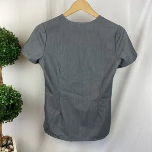 Figs Set 2 Gray Short Sleeve Medical Scrub Tops XXS thumbnail 5