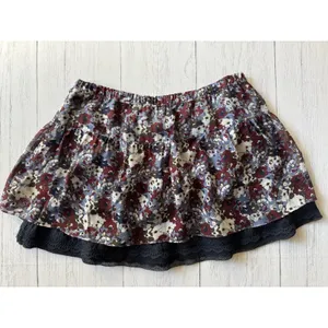 Vintage Abercrombie & Fitch Large Floral Navy Lace Ruffle Airy Mini Skirt Y2K thumbnail 6