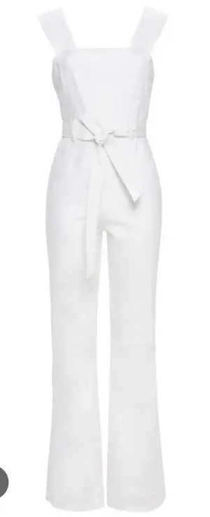 Alice + Olivia White Jean Belted Gorgeous Jumpsuit Women’s Sz 25 thumbnail 1