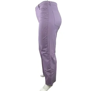NEW MNG Mango Purple High Waisted Straight Leg Denim Jeans Trousers Pants Sz 14 thumbnail 2