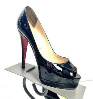Christian Louboutin Black Patent Leather Platform Heels Size Eur 37.5/ US 7.5 thumbnail 1