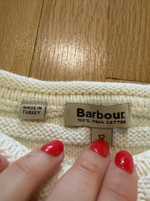 Barbour Pima Cotton Linsi Knit Cream Sweater Sz 12 thumbnail 2