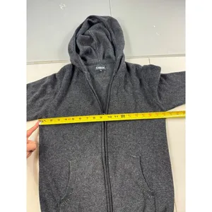 Carbon Women's Gray 100% Cotton‎ Knit Full Zip Hooded Sweater Small thumbnail 5