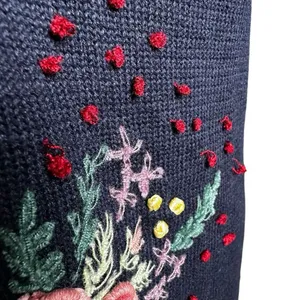 90's Susan Bristol Hand Embroidered Floral Knit Vest L | Grandmacore Cottagecore thumbnail 6
