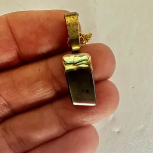 Gold tone abalone pendant necklace thumbnail 4