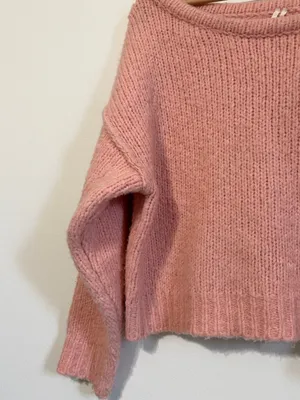 Anthropologie Pink Cropped Sweater Size XS Wool Blend Oversized thumbnail 5