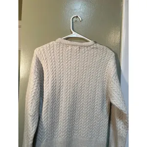 Primark Womens Size Small Crewneck Sweater Cream Beige Textured Herringbone Knit thumbnail 6