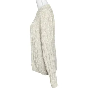 Vintage Hampton bay trading company beige cable knit sweater fisherman cotton thumbnail 3