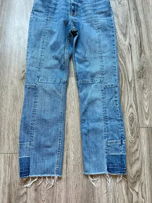 Abercrombie & Fitch Zoe Natural Rise Straight Leg Patchwork Ankle Jeans Size 26 thumbnail 5