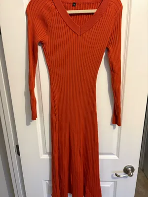 Orange Sweater Dress Size M thumbnail 4