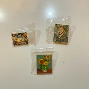 Van Gogh Themed Metal‎ Pins Set (3) - Sunflowers, Starry Night, Self-Portrait thumbnail 2