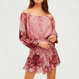 Free people floral boho bohemian mini dress, size Xs thumbnail 3