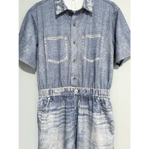 NWT Oddi Acid Washed Chambray Denim Jumpsuits Size Medium Casual thumbnail 11