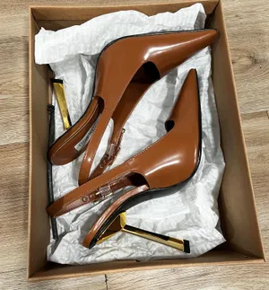 Steve Madden “Divine” Camel Leather Pointed Toe Slingback w Gold Heel - Size 6 thumbnail 5