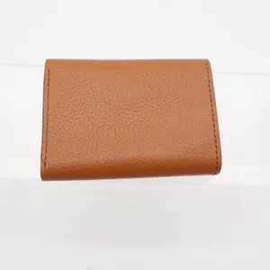 Fossil Tan Pebbled Leather Trifold Compact Wallet with Coin Pouch Brass Snap thumbnail 3