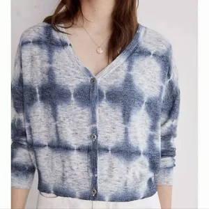 Anthropologie - Pilcro NWOT‎ Tie Dye Cardigan Sweater Size Large Indigo Blue Size M thumbnail 4