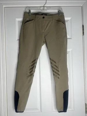 Equestrian Breeches with Silicone Knee Grip tan women’s breeches thumbnail 3